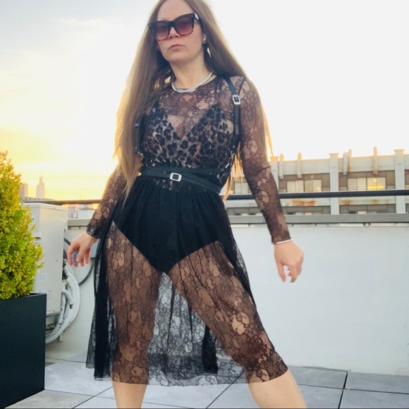 Zara Transparent Black Lace Tutu Mesh Midi Dress - Picture 11 of 16